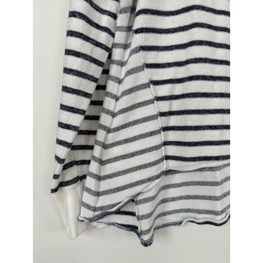 North River Outfitters Womens XL Striped Zip Up Hoodie White Navy Blue Nautical - Picture 4 of 8